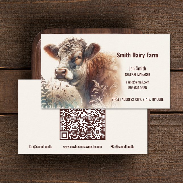 Cartes de visite du code QR de la vache (Cow QR Code Business Cards (front and back))
