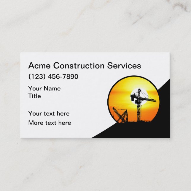 Cartes de visite du logo de la construction (Devant)