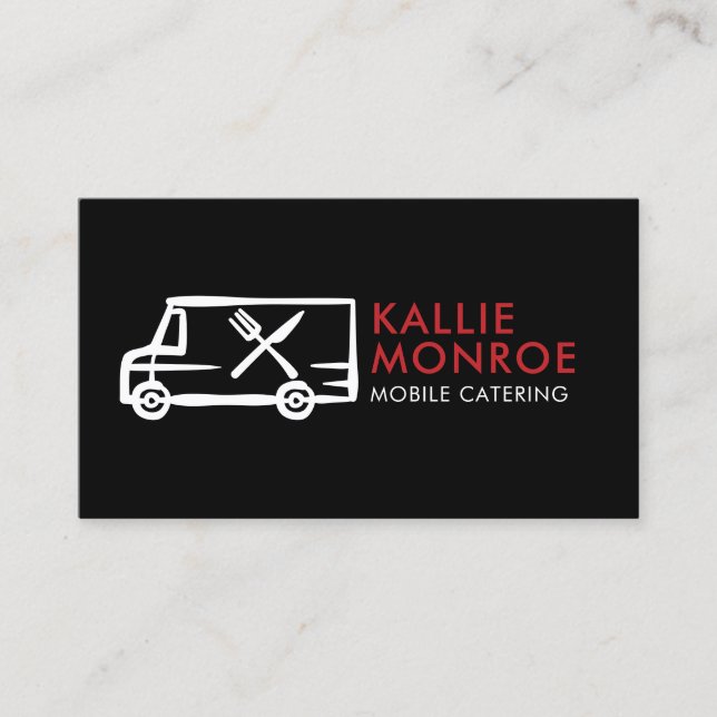 Cartes de visite du logo du camion-alimentation (Devant)