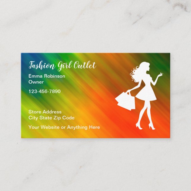 Cartes de visite du magasin de mode féminin (Devant)