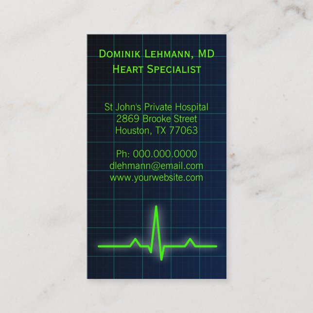 Cartes de visite du moniteur de fréquence cardiaqu (Devant)