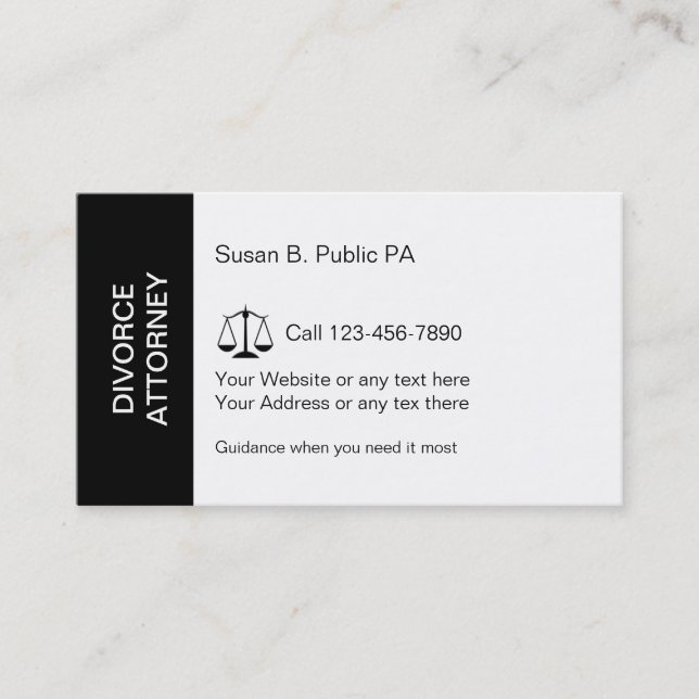 Cartes de visite du procureur de divorce (Devant)