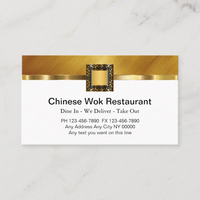 Cartes de visite du restaurant chinois (Devant)