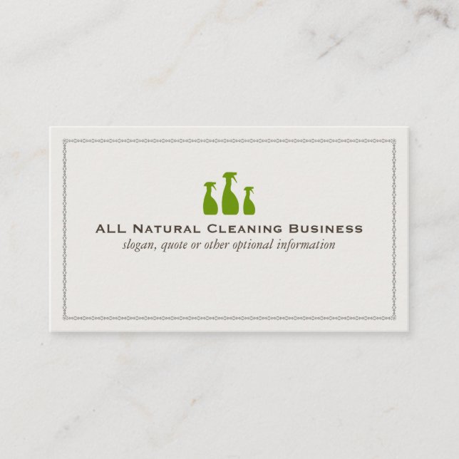Cartes de visite du service de nettoyage naturel (Devant)