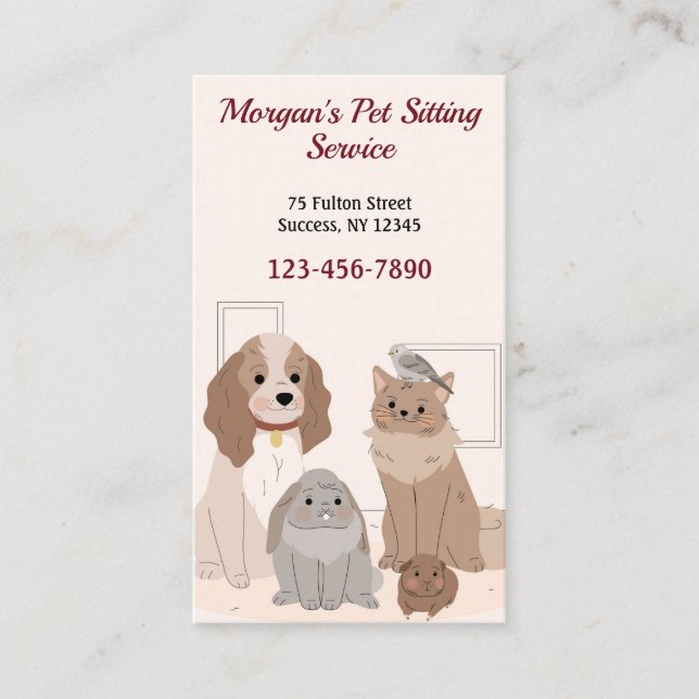Cartes de visite du service de salon pour animaux  (Devant)