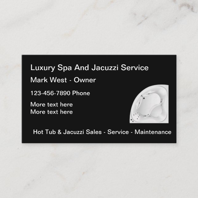 Cartes de visite du service Spa de bain chaud (Devant)
