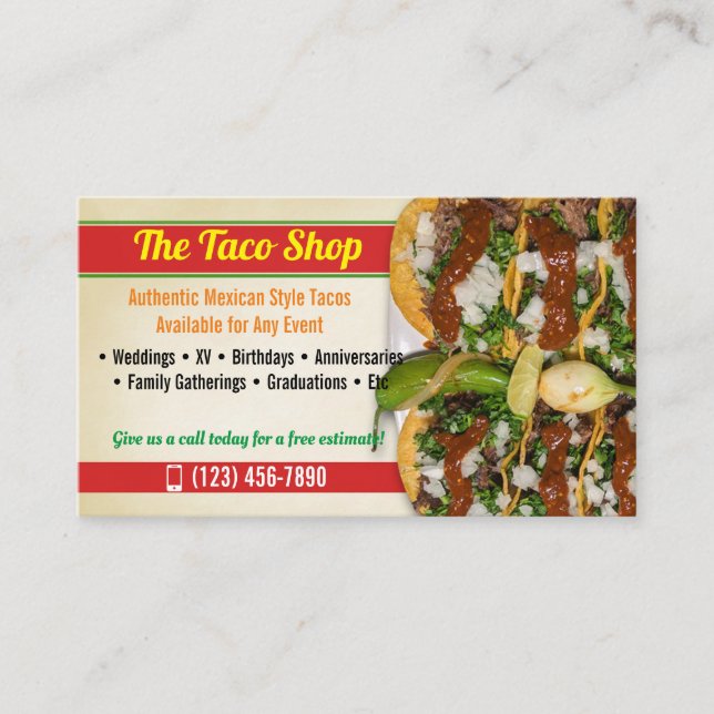 Cartes de visite du service Taco (Devant)