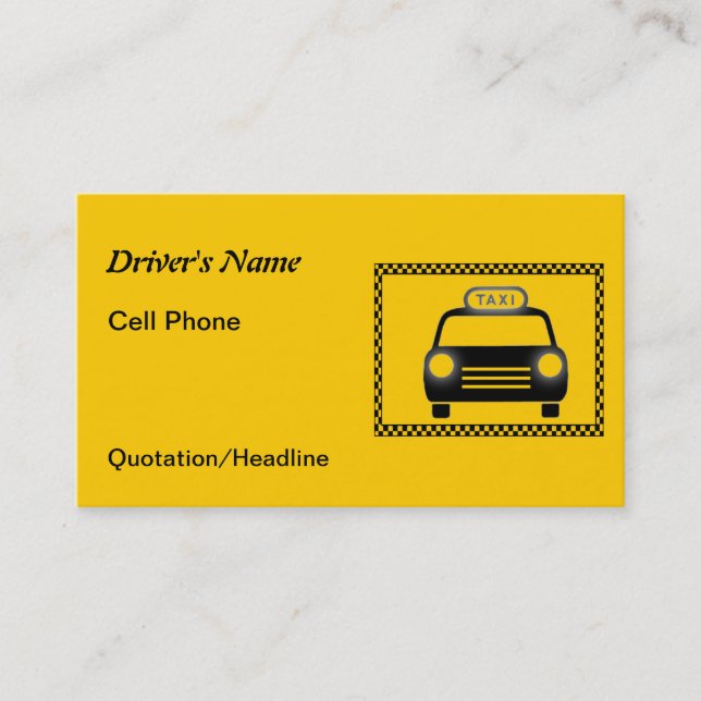 Cartes de visite du tableau de bord des chauffeurs (Devant)