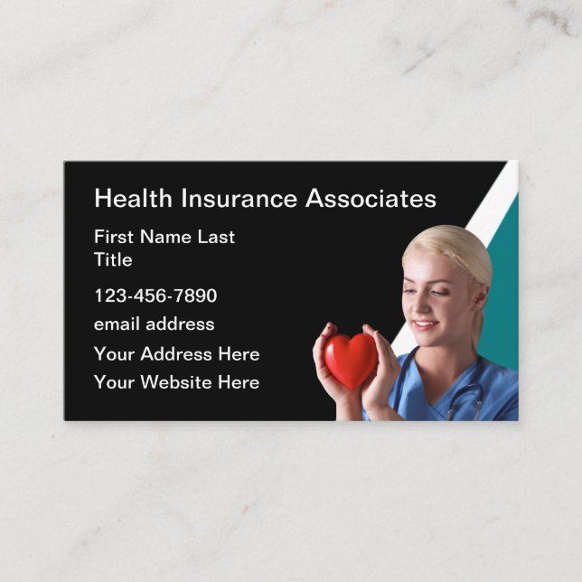 Cartes de visite du thème de l'assurance maladie (Devant)