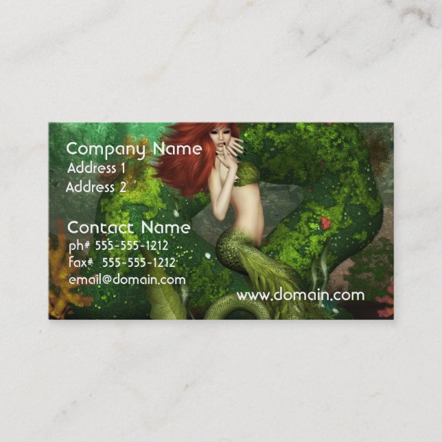 Cartes de visite d'une chevelure rouges de sirène (Devant)