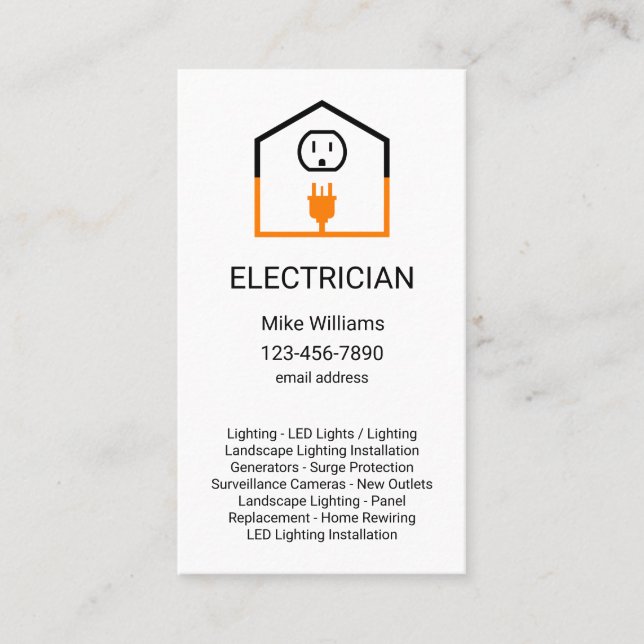 Cartes de visite électriques verticaux uniques (Devant)