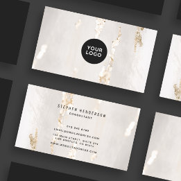 Cartes de visite élégantes avec logo en feuille d'