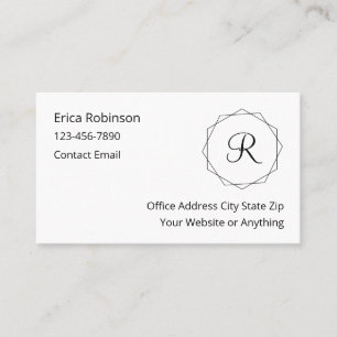 Cartes de visite élégantes avec monogramme pour da