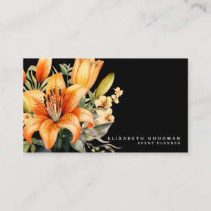 Cartes de visite élégantes Tiger Lily Tropical Noi
