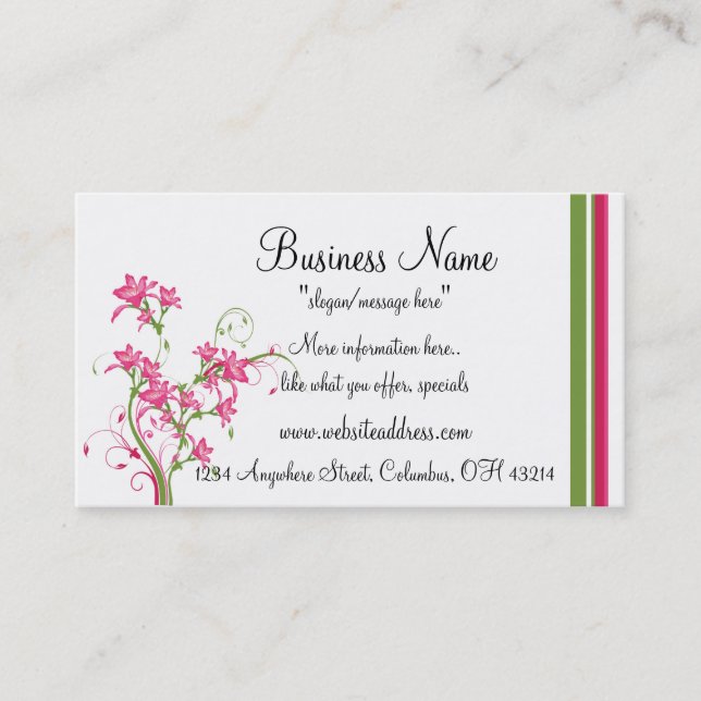 Cartes de visite élégants de conception florale de (Devant)
