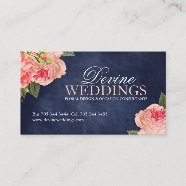 Cartes de visite élégants de wedding planner (Devant)