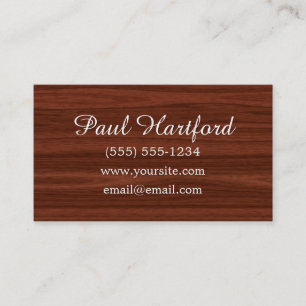 Cartes de visite élégants en bois de Faux