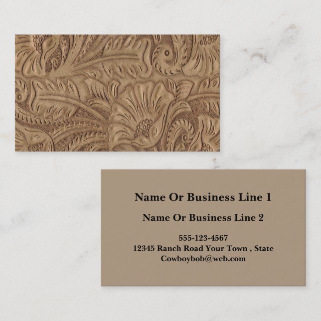 Cartes de visite en cuir bronzages Brown (Devant / Derrière)