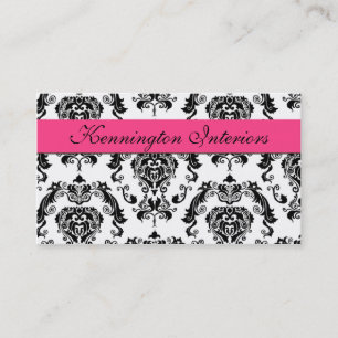 Cartes de visite en dentelle rose noire Damask