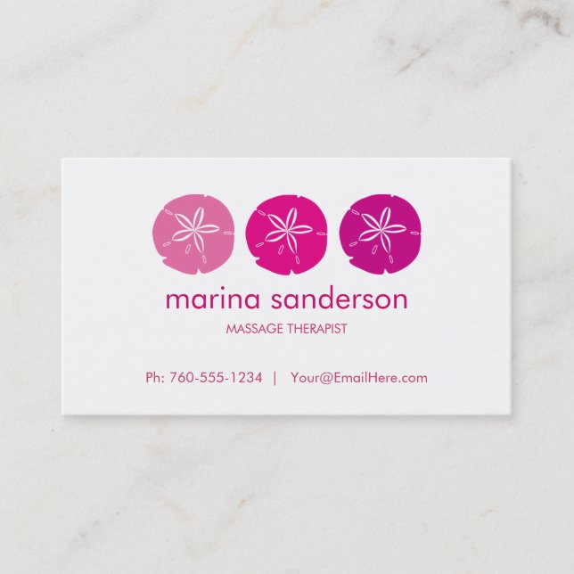 Cartes de visite en dollars de sable rose (Devant)