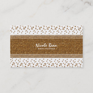 Cartes de visite en paillettes dorées blanches fau