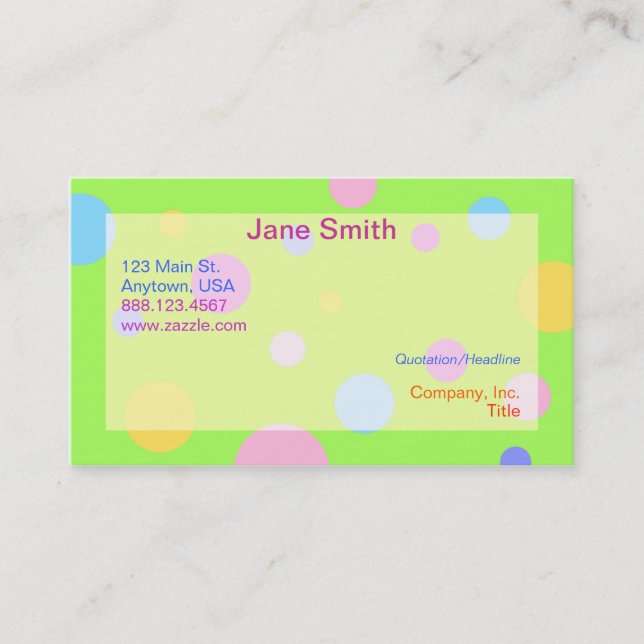 Cartes de visite en pastel de polka (Devant)