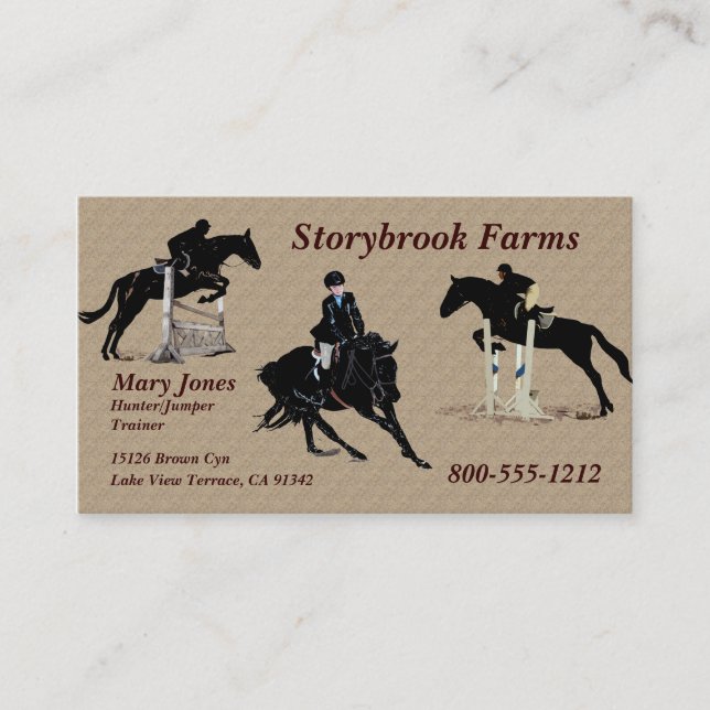 Cartes de visite équestres de cheval (Devant)