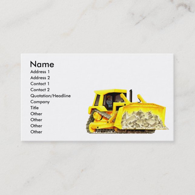 Cartes de visite faits sur commande de bouteur de (Devant)