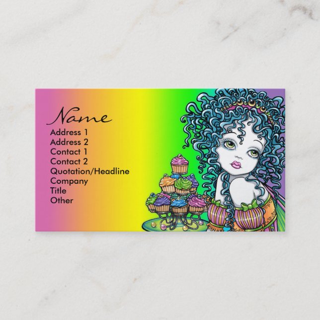 Cartes de visite féeriques d'art de gâteau de (Devant)