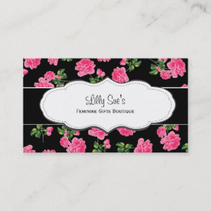 Cartes de visite fleuris de roses noirs et roses