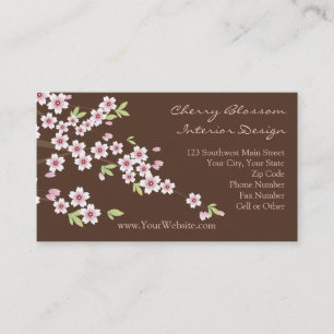 Cartes de visite Fleurs de cerisier roses et marro