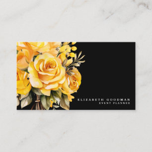 Cartes de visite Fleurs Jaunes Roses Élégantes