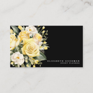 Cartes de visite Fleurs Jaunes Roses Élégantes