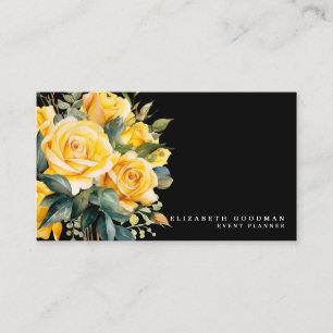 Cartes de visite Fleurs Jaunes Roses Élégantes
