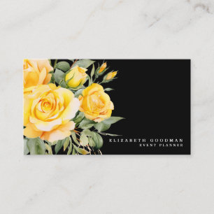 Cartes de visite Fleurs Jaunes Roses Élégantes