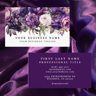 Cartes de visite Fleurs Violettes Foncées Élégante