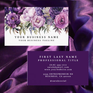 Cartes de visite Fleurs Violettes Foncées Élégante