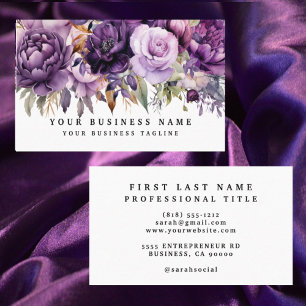 Cartes de visite Fleurs Violettes Foncées Élégante