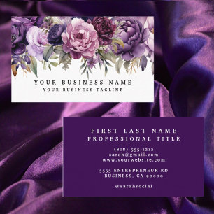 Cartes de visite Fleurs Violettes Foncées Élégante