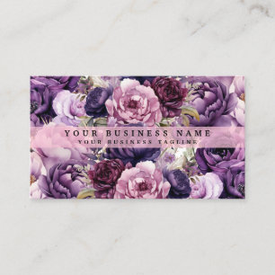 Cartes de visite Fleurs Violettes Foncées Élégante