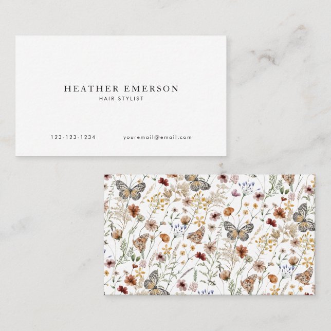 Cartes de visite florales simples (Devant / Derrière)