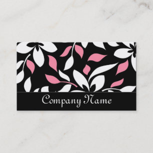 Cartes de visite floraux chics noirs/roses et