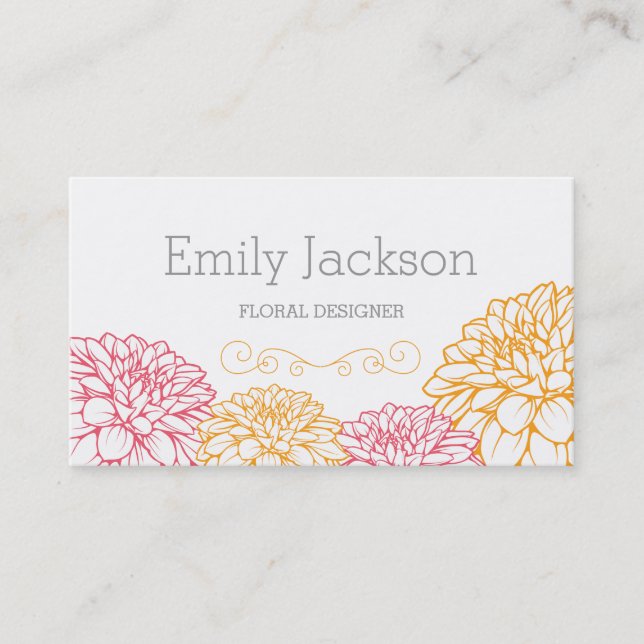 Cartes de visite floraux de dahlia (Devant)