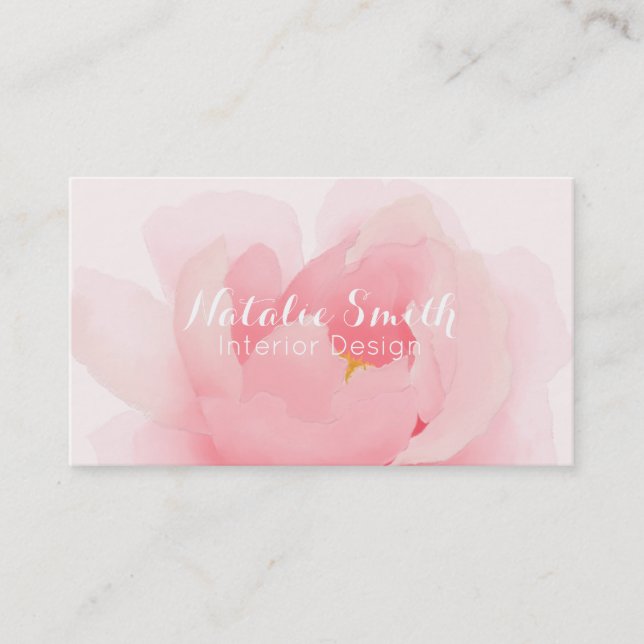 Cartes de visite floraux de fleur de pivoine (Devant)