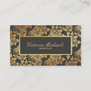 Cartes de visite floraux élégants de charbon de