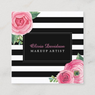 Cartes de visite floraux élégants de maquilleur