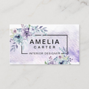 Cartes de visite floraux Girly d'aquarelle