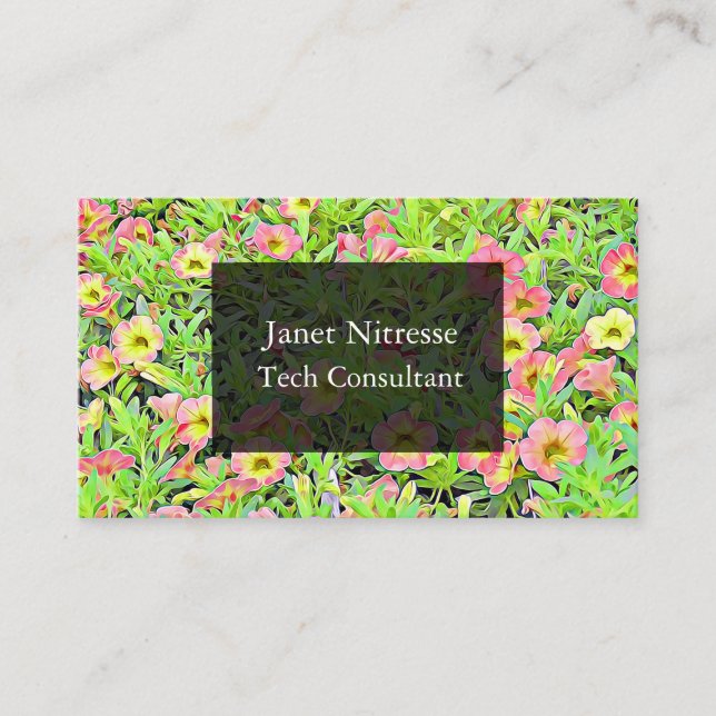 Cartes de visite floraux noirs et roses (Devant)