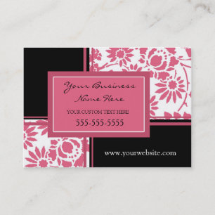 Cartes de visite floraux noirs roses élégants
