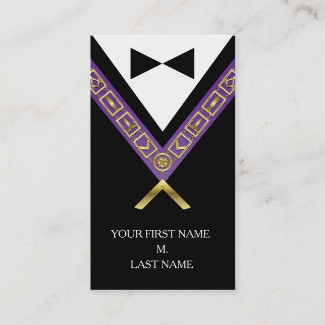 Cartes de visite Freemason - Masonic Purple & Gold (Devant)